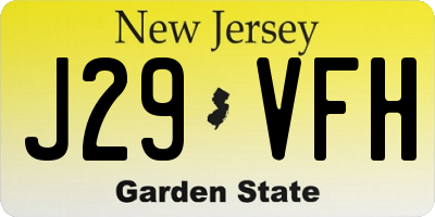 NJ license plate J29VFH