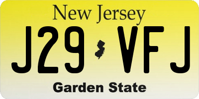 NJ license plate J29VFJ