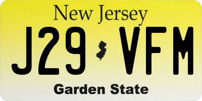 NJ license plate J29VFM