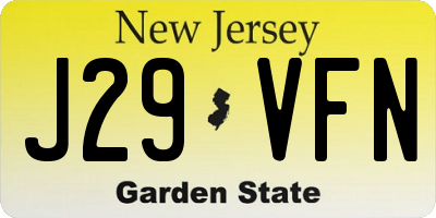 NJ license plate J29VFN