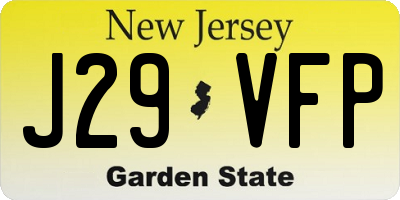 NJ license plate J29VFP