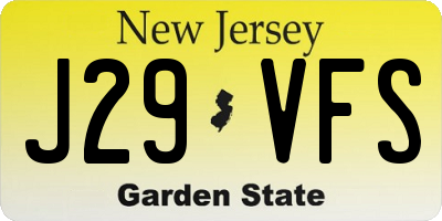 NJ license plate J29VFS