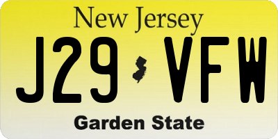 NJ license plate J29VFW