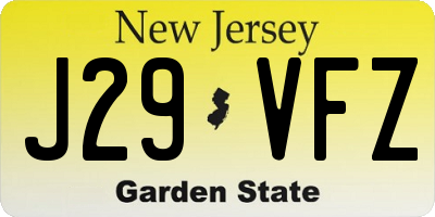 NJ license plate J29VFZ