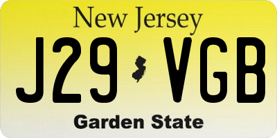 NJ license plate J29VGB