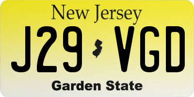 NJ license plate J29VGD