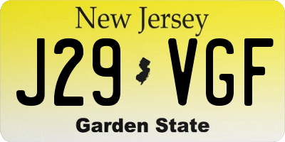 NJ license plate J29VGF