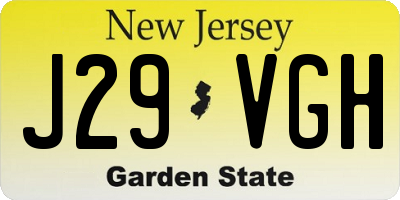 NJ license plate J29VGH