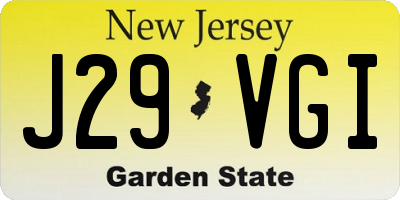NJ license plate J29VGI