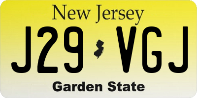NJ license plate J29VGJ