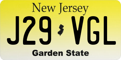 NJ license plate J29VGL