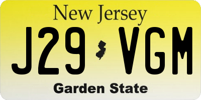 NJ license plate J29VGM