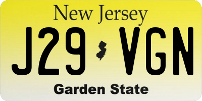 NJ license plate J29VGN