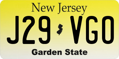 NJ license plate J29VGO