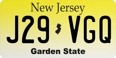 NJ license plate J29VGQ