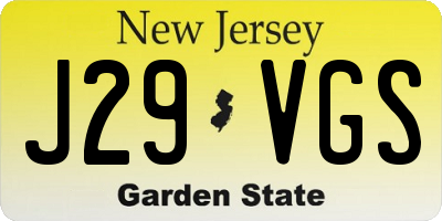 NJ license plate J29VGS