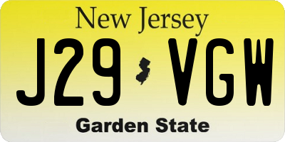 NJ license plate J29VGW