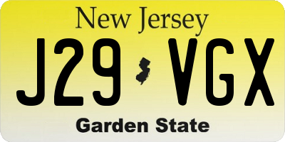 NJ license plate J29VGX