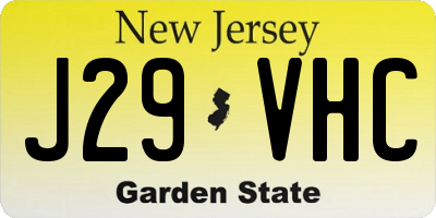 NJ license plate J29VHC