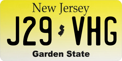 NJ license plate J29VHG