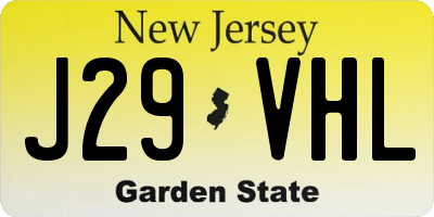 NJ license plate J29VHL