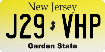 NJ license plate J29VHP