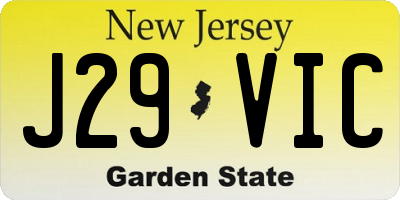 NJ license plate J29VIC
