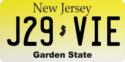 NJ license plate J29VIE