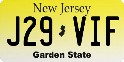 NJ license plate J29VIF
