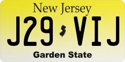 NJ license plate J29VIJ