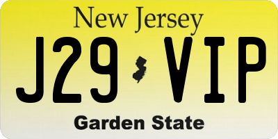 NJ license plate J29VIP