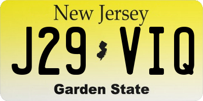 NJ license plate J29VIQ