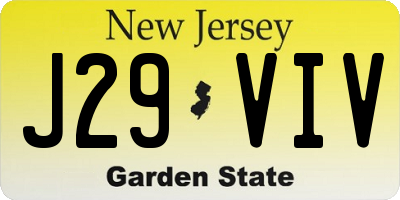 NJ license plate J29VIV