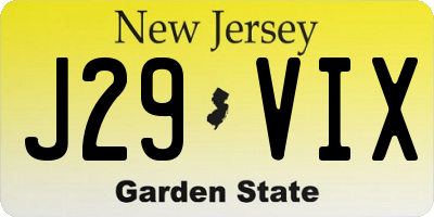 NJ license plate J29VIX