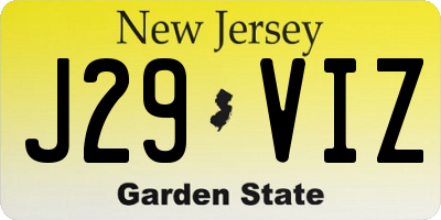 NJ license plate J29VIZ