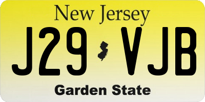 NJ license plate J29VJB