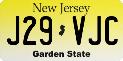 NJ license plate J29VJC