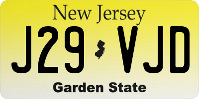 NJ license plate J29VJD