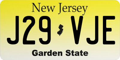 NJ license plate J29VJE