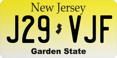 NJ license plate J29VJF