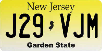NJ license plate J29VJM