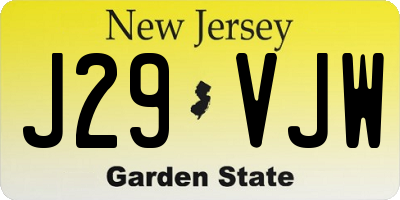 NJ license plate J29VJW