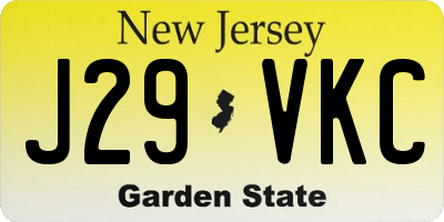 NJ license plate J29VKC