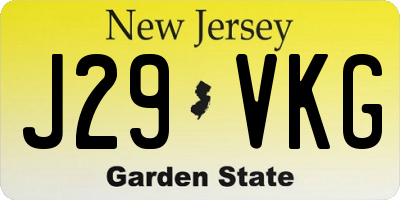 NJ license plate J29VKG