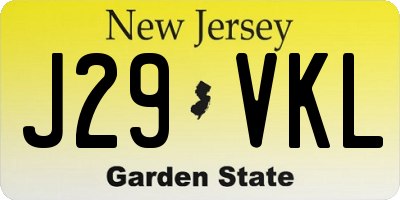NJ license plate J29VKL