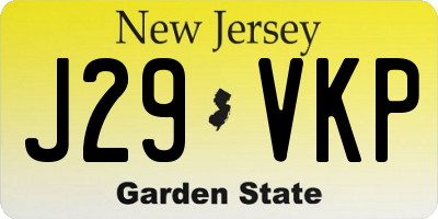 NJ license plate J29VKP