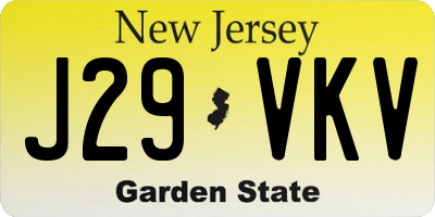 NJ license plate J29VKV
