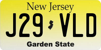 NJ license plate J29VLD