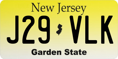 NJ license plate J29VLK