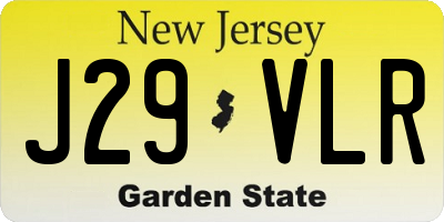 NJ license plate J29VLR